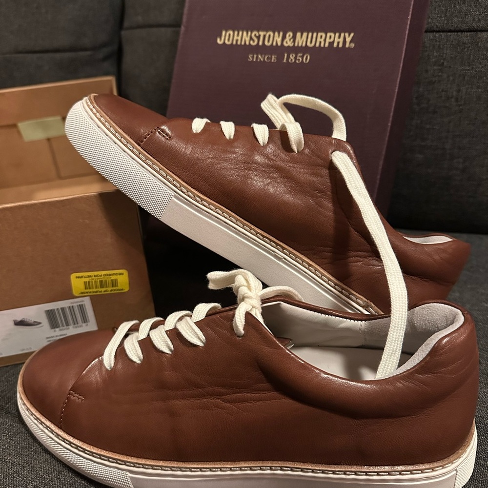 Johnston & Murphy Men's Brown Leather Sneakers